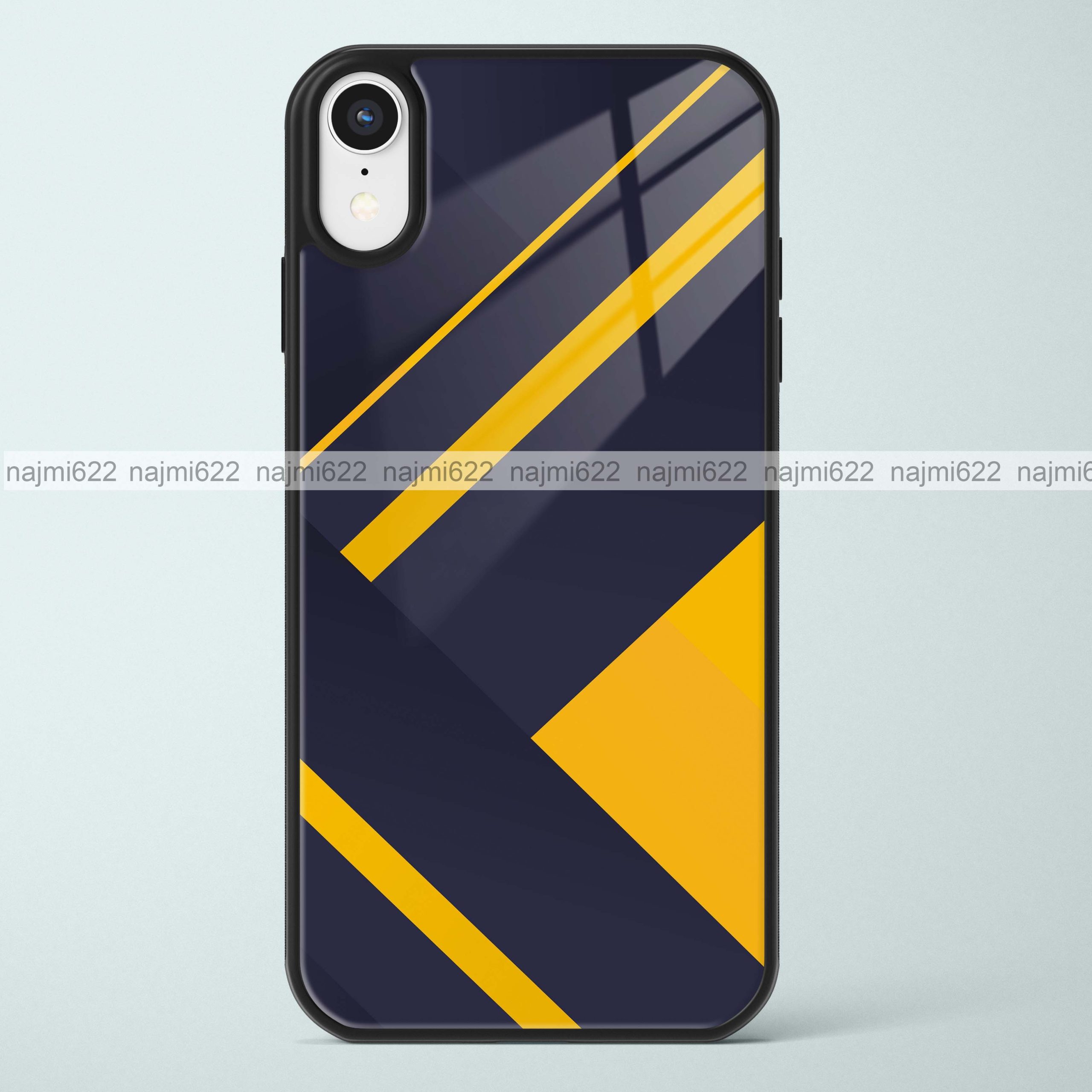 Yellow Lines Grey Abstract Glass Case